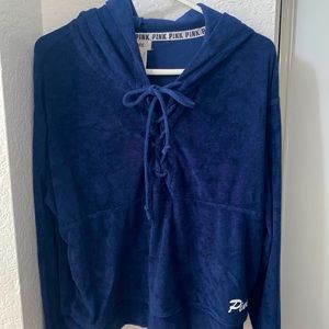 Cross tie velvet felt hoodie from PINK